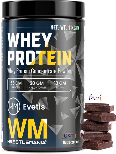 EVETIS Mass Gainer/ Weight Gainer with BCAA ,Creatine& Glutamine Chocolate 1kg Plant-Based Protein