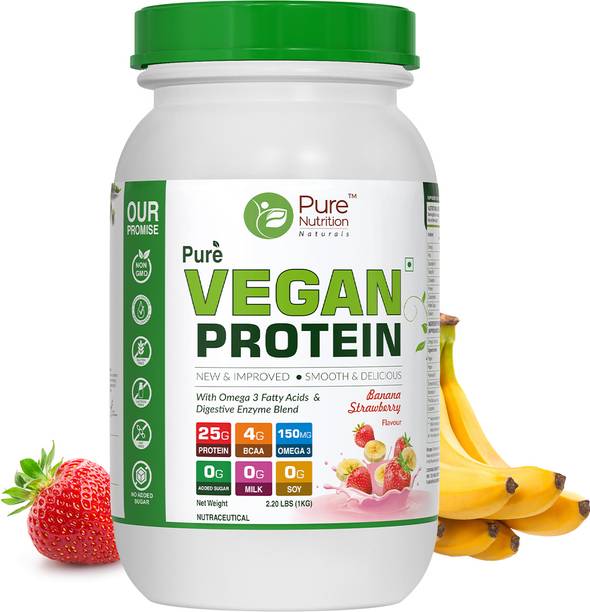 Pure Nutrition Plant Protein Powder| Pea & Brown Rice with Omega3 |Muscle Growth & Strength Plant-Based Protein