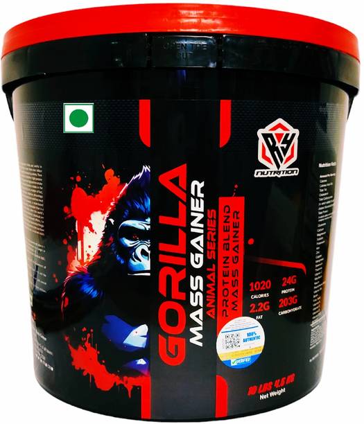 RY Nutrition Gorilla Mass Gainer For Bulk Mass Gain Calories 1020 (Strawberry 10Lbs) Weight Gainers/Mass Gainers