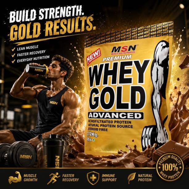 MUSCLE SIZE MSN Whey Gold Advanced 2.72kg Whey Protein Powder Muscle Building Supplement Weight Gainers/Mass Gainers