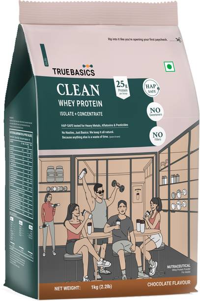 TrueBasics Clean Whey Protein Powder Isolate & Concentrate Blend | 25g Protein Whey Protein