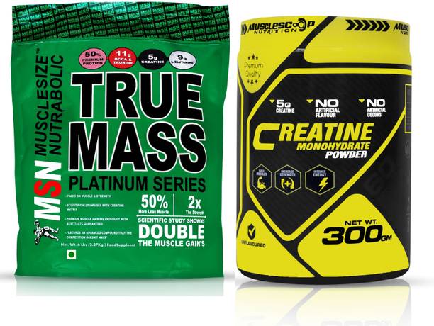 MUSCLE SIZE True Mass Gainer With Unflavoured Creatine Monohydrate Powder Combo Pack Weight Gainers/Mass Gainers