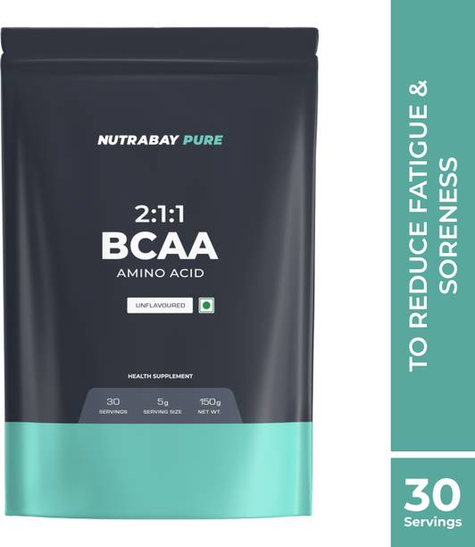 Nutrabay Pure BCAA 2:1:1 - 5g Vegan BCAAs, Intra / Post Workout Amino Acid Supplement, BCAA