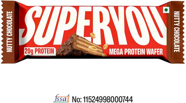 SUPERYOU Nutty 20g Mega Wafer Bar, 3g Fiber & 0 Added Sugar Pack of 1 Protein Bars