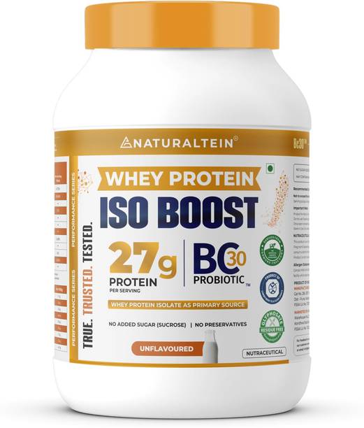 NATURALTEIN ISO BOOST – 27g Clean Protein with BC30 Probiotic | 3X Better Absorption Whey Protein