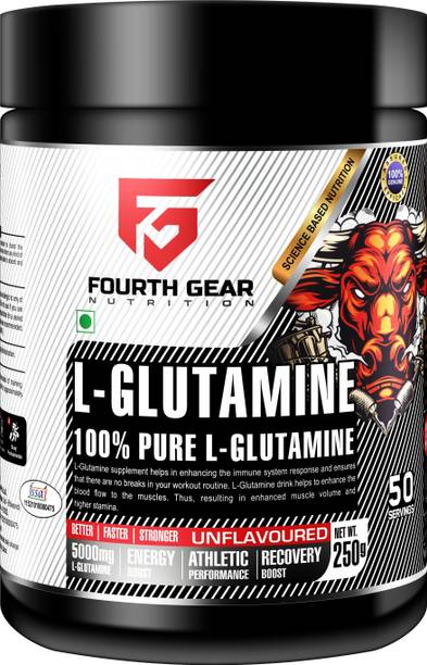FOURTH GEAR Pure Glutamine Powder Support Amino Acid, Muscle Recovery & Gut Health 50 Serves Glutamine