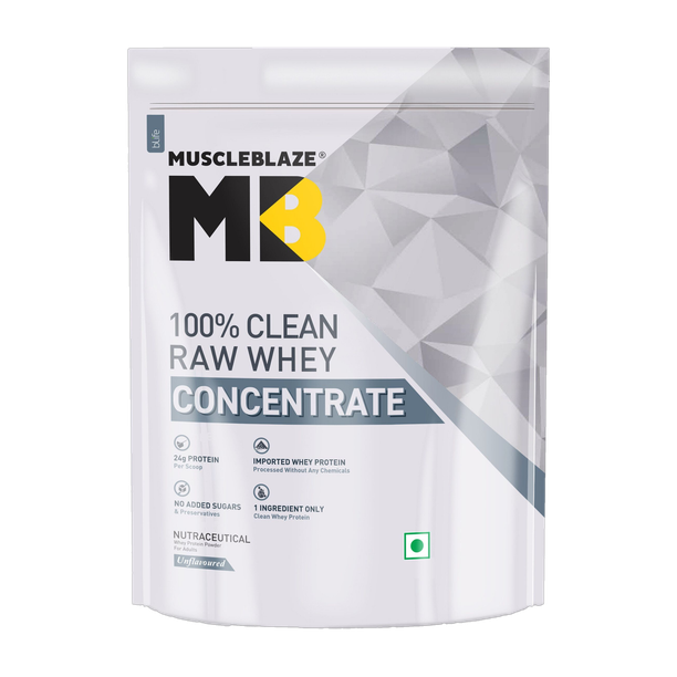 MUSCLEBLAZE 100% Clean Raw Concentrate, Light & Clean, Easy to Digest Whey Protein