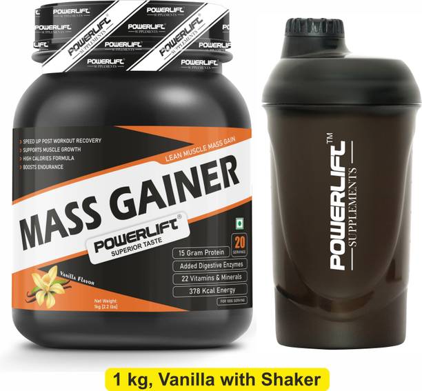 POWERLIFT for Muscle Mass Gain with Shaker, High Protein with Multivitamins Weight Gainers/Mass Gainers