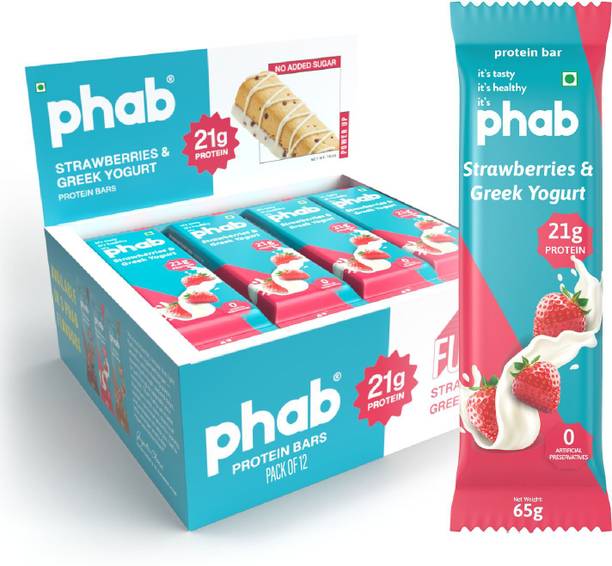 Phab protein Bar-21g protein, No Preservatives, No Artificial Sweeteners,(Pack of 12) Protein Bars