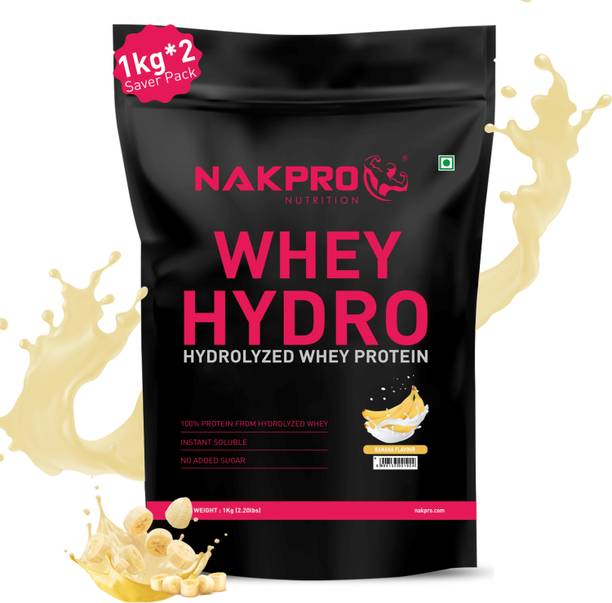 Nakpro HYDRO Whey Protein Hydrolyzed Supplement Powder - 2 kg (1Kg*2 Pouches) Banana Whey Protein