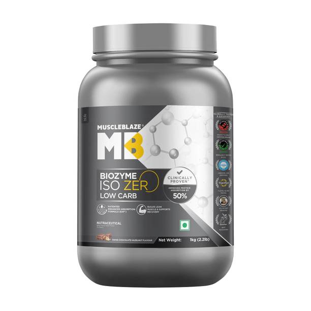 MUSCLEBLAZE Biozyme Iso-Zero, Low Carb Isolate, 27g Per Scoop Whey Protein