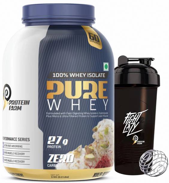 PROTEINFARM PURE WHEY ISOALTE AND HYDROLYSED PROTEIN 2 KG ,0 CARBS LOW FAT FOR LEAN MUSCLE Whey Protein