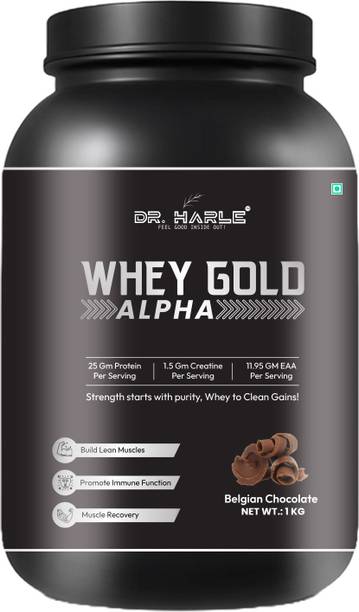 DR. HARLE Whey Protein Powder 1Kg | Gold Whey with Creatine for Performance & Lean Muscles Whey Protein