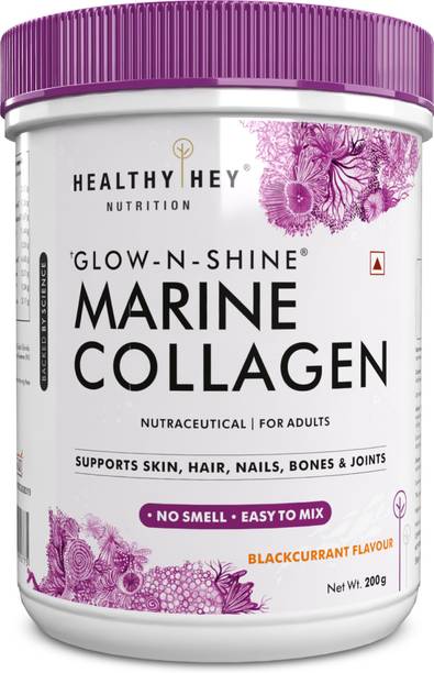HealthyHey Nutrition Glow-n-Shine Marine Collagen Powder Hydrolyzed|Type 1Collagen Whey Protein