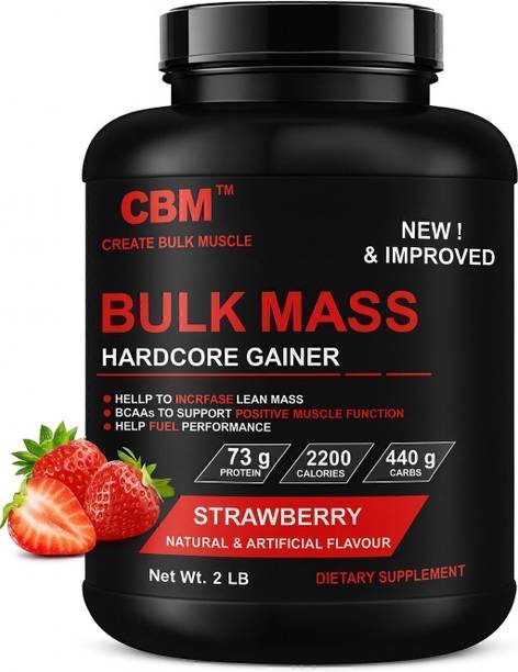 CREATE BULK MUSCLE Bulk Mass 2lb Strawberry Weight Gainers/Mass Gainers