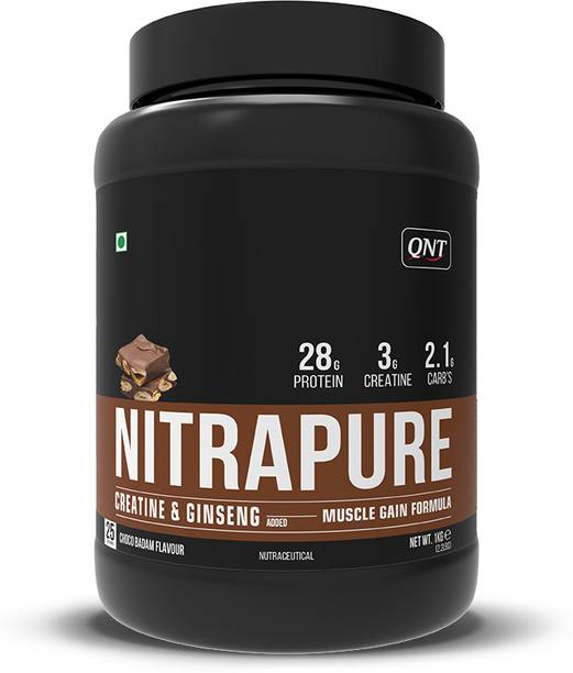 QNT Nitrapure Whey Protein, 1kg, Muscle Gain Formula with Creatine & Ginseng Whey Protein