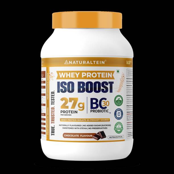NATURALTEIN ISO BOOST – 27g Clean Protein with BC30 Probiotic | 3X Better Absorption Whey Protein