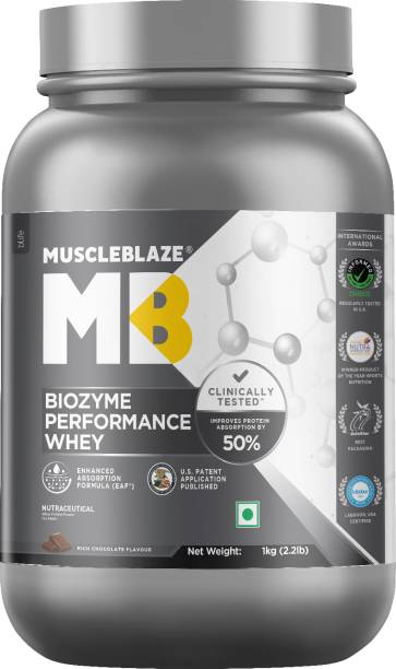 MUSCLEBLAZE Biozyme Performance, Informed Choice UK & Labdoor USA Certified Whey Protein