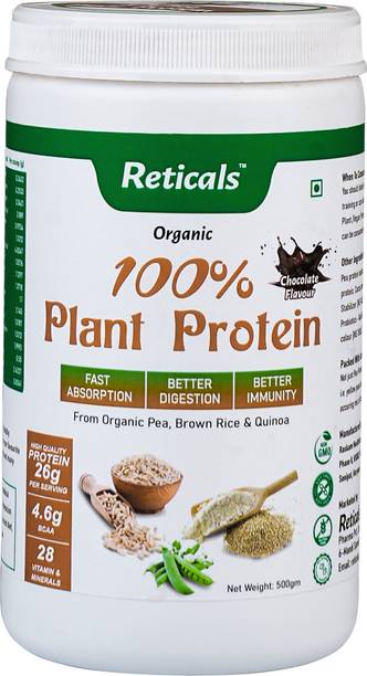 Reticals Plant Protein (26g Vegan Protein) Organic Pea,Brown Rice & Quinoa Plant-Based Protein