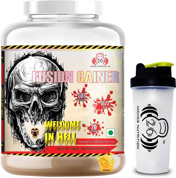 26INCHES NUTRITIONS INC Fusion Gainer-(3kg With Shaker) /Weight gainer/ Mass gainer / Lean gainer Weight Gainers/Mass Gainers