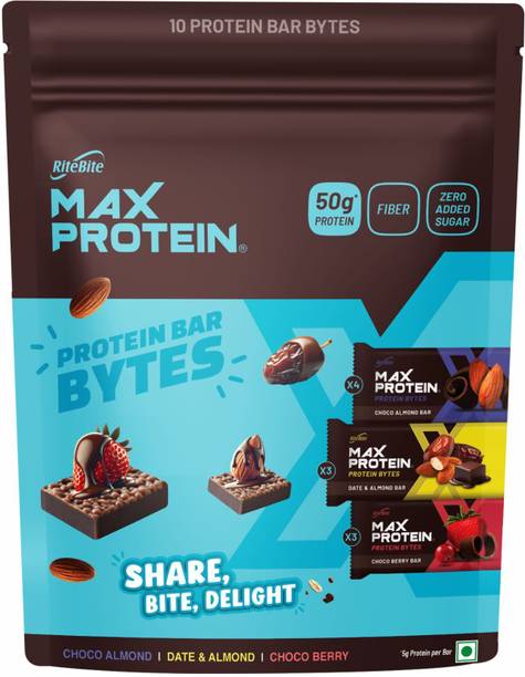 RiteBite Max Protein Minis Assorted Pack of 10, 5g Protein, 0 Added Sugar | Includes New Flavor Protein Bars