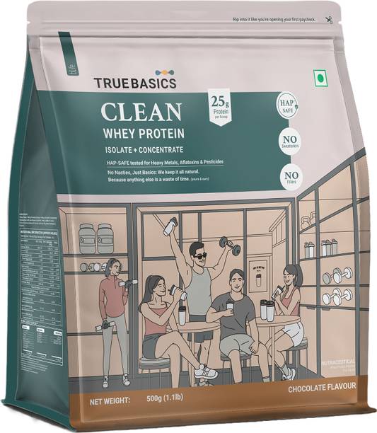 TrueBasics Clean Whey Protein Powder Isolate & Concentrate Blend | 25g Protein Whey Protein