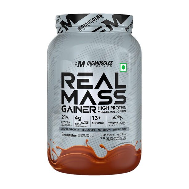 BIGMUSCLES NUTRITION Real | High Protein Muscles Mass Gainer | Added BCAA, Glutamine Weight Gainers/Mass Gainers
