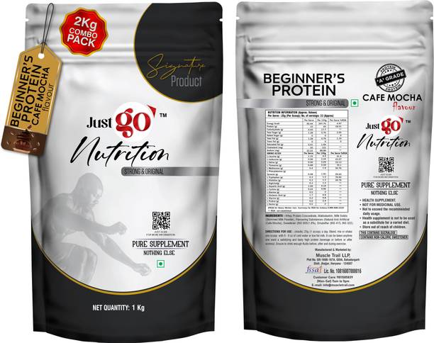 just go nutrition Whey Protein | 30 Servings | 25g per Serving | 1kg Packets | Pack of 2 Whey Protein