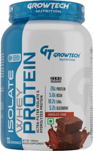 Growtech Isolate Hydrolyzed Protein 26G Protein5.6G BCAA 10.2G EAA 33 Servings ZERO SUGAR Whey Protein