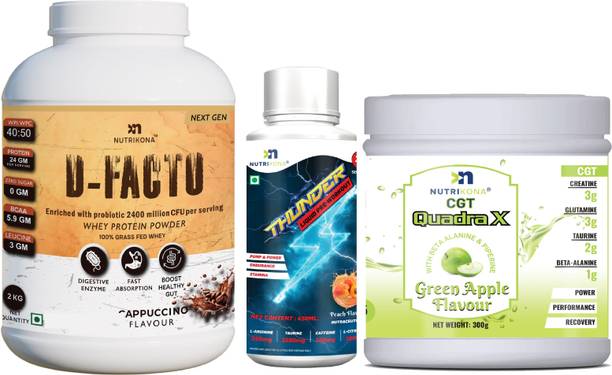 NUTRIKONA Dfacto-Whey Isolate Protein 2.4Bn Probiotics Grass Fed Thunder Preworkout CGT 4 Whey Protein