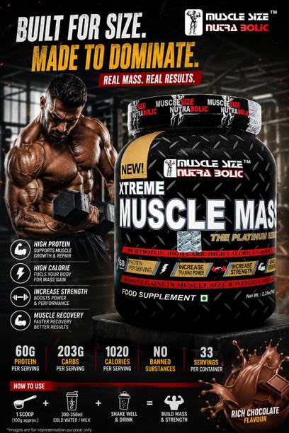 MUSCLE SIZE Xtreme Muscle Mass High Protein Weight Gain Supplement Weight Gainers/Mass Gainers