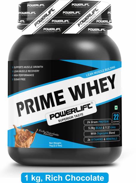 POWERLIFT Prime Whey 100% Whey Protein 24g Protein, 5.29g BCAA with Enzymes & Vitamins Whey Protein