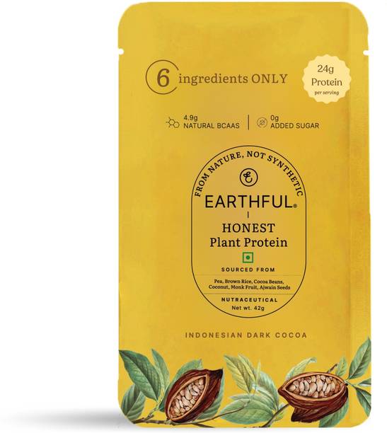 EARTHFUL Protein Powder Sachet- 100% Plant Based Supplement- Pack of 6 (46g Each) Plant-Based Protein