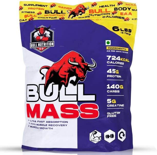 BULL NUTRITION Bull Rapid Muscle Recovery and Muscle Growth (6lbs,2720g) Strawberry Weight Gainers/Mass Gainers