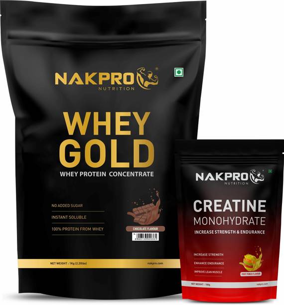 Nakpro Gold Whey Protein Concentrate with Creatine Monohydrate | 100g Creatine + Whey Protein