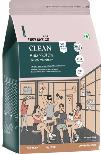 TrueBasics Clean Whey Protein Powder Isolate & Concentrate Blend | 25g Protein per Scoop Whey Protein