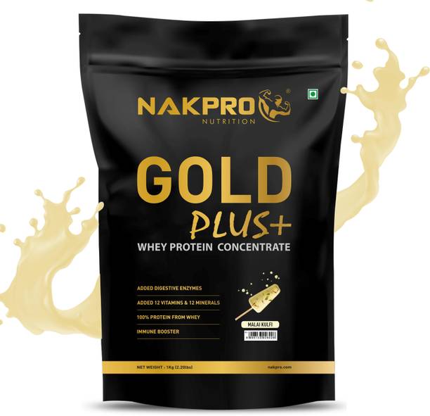 Nakpro Gold Plus+ Whey Protein Concentrate with Digestive Enzymes|25g Protein 5.5g BCAA Whey Protein