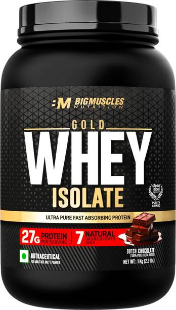 BIGMUSCLES NUTRITION Gold Whey Isolate | 27g Whey Protein Isolate 90% | 7 Natural Ingredients Only Whey Protein