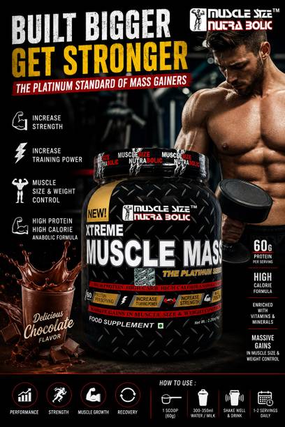 MUSCLE SIZE Xtreme Muscle Mass High Protein Weight Gain Supplement Weight Gainers/Mass Gainers