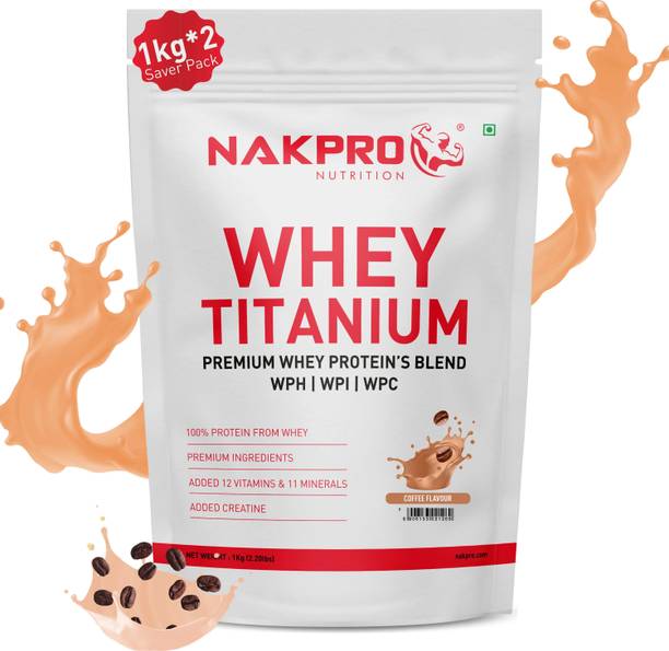 Nakpro TITANIUM Tri Blend Whey Protein Hydro, Isolate & Concentrate - 2kg (1kg*2) Coffee Whey Protein