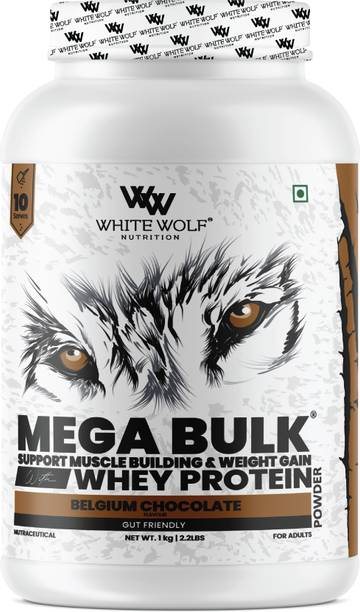 White Wolf Mega Bulk Gainer – Belgium Chocolate – 1kg | With Whey Protein | Weight Gainers/Mass Gainers