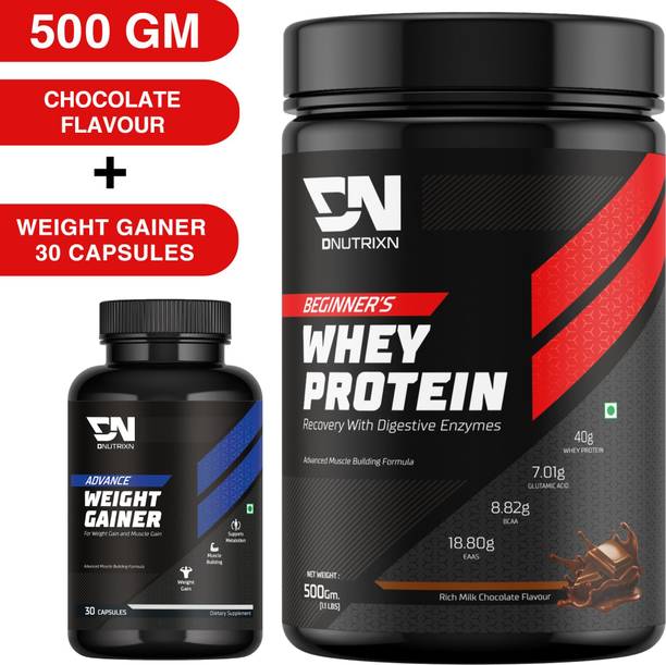 DNUTRIXN Beginner's High Whey Protein 40G + Weight Gainers | Muscle Building Formula Whey Protein