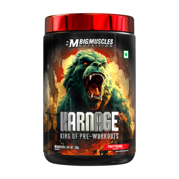 BIGMUSCLES NUTRITION Karnage Preworkout | For Pump, Focus, Energy, Strength & Endurance | 60 Servings Pre Workout