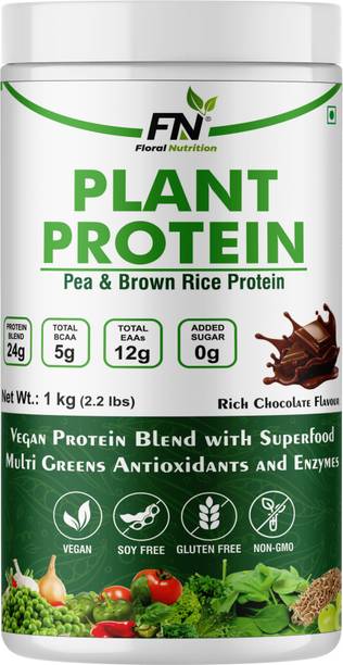 Floral Nutrition Plant Protein Powder Pea & Brow Rice Protein 24G Protein BCAA & Vitamin Plant-Based Protein