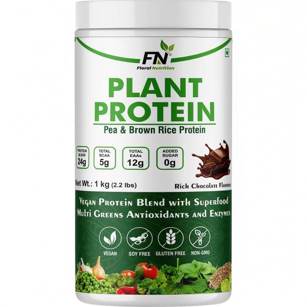 Floral Nutrition Plant Protein Powder Pea & Brow Rice Protein 24G Protein BCAA & Vitamin Plant-Based Protein