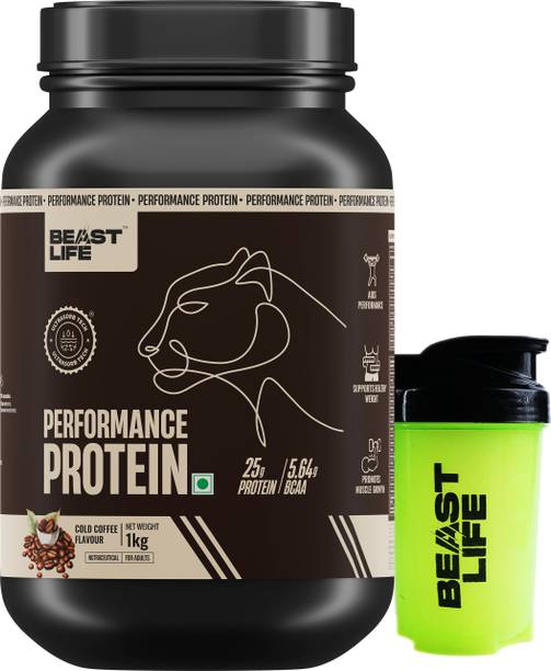 BeastLife Performance Protein Powder with Shaker | Muscle Growth- 25g Protein, 5.64g BCAA Whey Protein