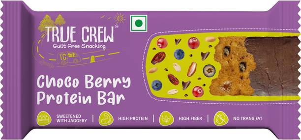TRUE CREW Choco Berry Protein Bar, 25 g - High Protein, High Fiber Nutrition Bars