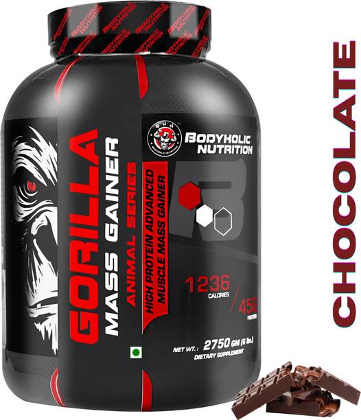 BODYHOLIC Nutrition Gorilla Mass High Protein Gainer Extra Muscle Mass Gain (2.75kg/6lbs) Weight Gainers/Mass Gainers