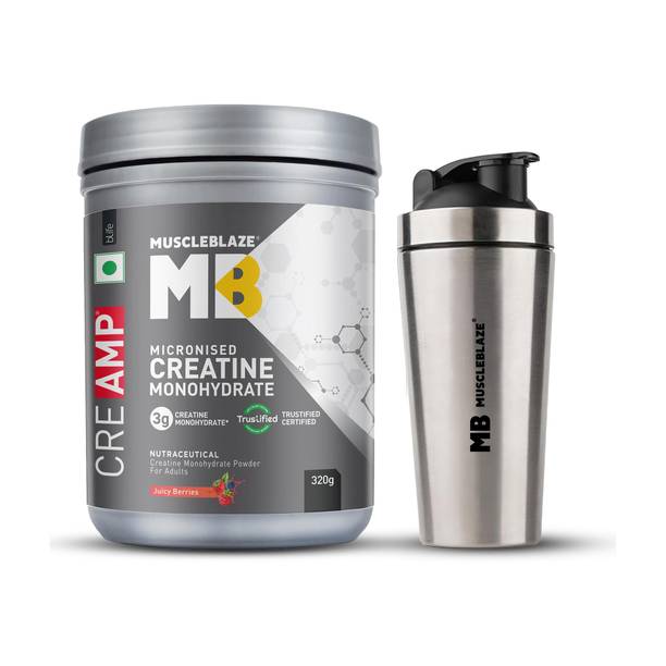 MUSCLEBLAZE Micronised Creatine Monohydrate CreAMP, Trustified Certified & Gym S