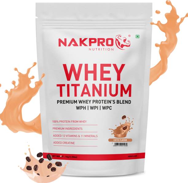 Nakpro TITANIUM Tri Blend Whey Protein Hydro, Isolate & Concentrate - 1 Kg Coffee Whey Protein